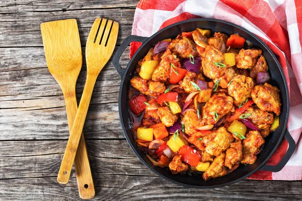 Sweet and Sour crispy fried pork pieces Stock Photo