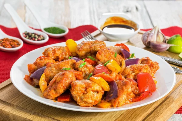 Sweet and Sour crispy fried pork pieces Royalty Free Stock Photos