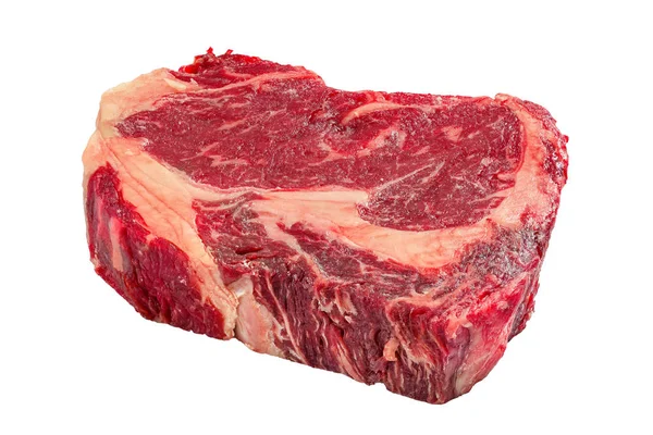 Costela olho carne fresca bife isolado no fundo branco — Fotografia de Stock