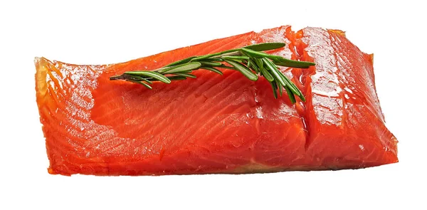 Salmon fillet with fresh rosemary isolated on white — Stock Photo, Image