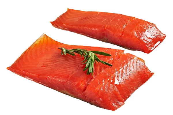 Two pieces of salmon fish  isolated on white — Stock Photo, Image