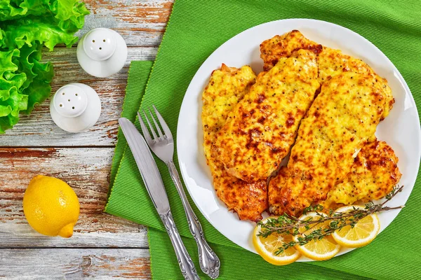 Baked Chicken breast coated with melted cheese — Stock Photo, Image