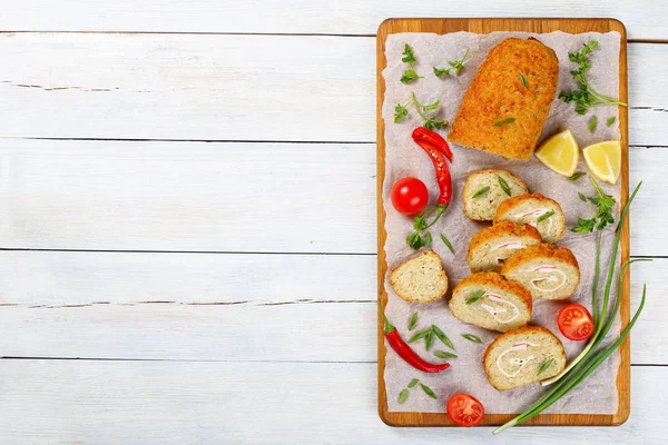 Fish fillets roll-up with crab meat — Stock Image Fish fillets roll-up with crab meat Stock Image
