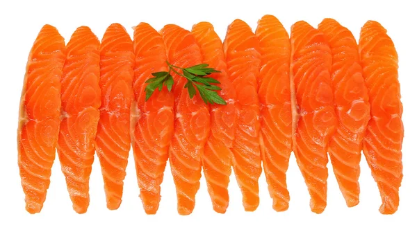 Rodajas de filete de salmón aislado sobre blanco —  Fotos de Stock