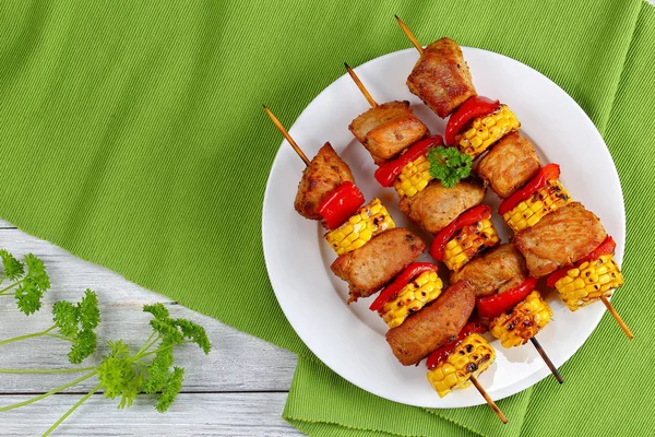 Grilled pork shish kebab with paprika — Stock Photo, Image