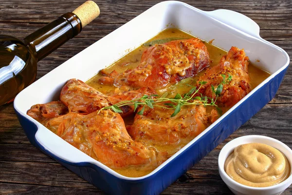 Appetizing Rabbit Cooked in mustard sauce — Stock Photo, Image