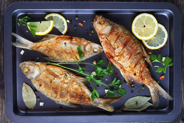 Detail z pečené ryby pražma — Stock fotografie