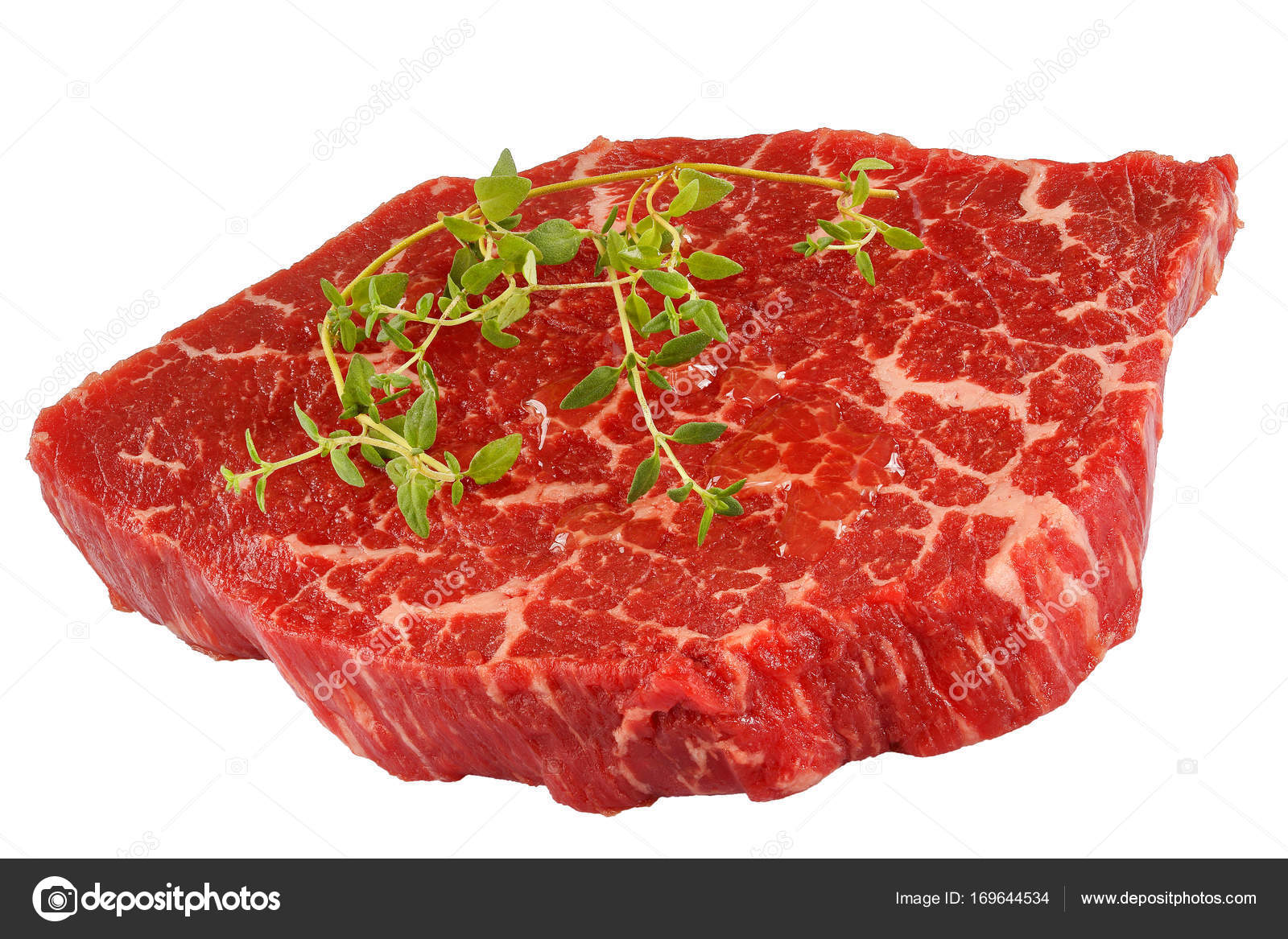Marbled Beef Steak With Thyme Isolated Stock Photo Image By C Myviewpoint