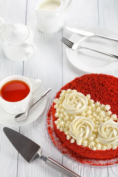 Torta di velluto rosso, vista dall'alto — Foto Stock