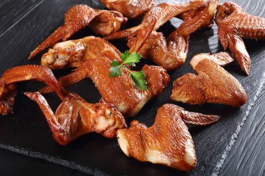 close-up of crispy smoked chicken wings clipart