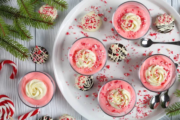 close-up of Christmas no bake Cheesecake Mousse