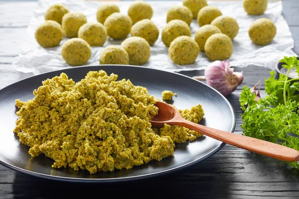 Close-up of freshly ground chickpea dough — Stock Photo, Image