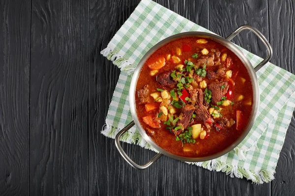 Gulasch ungherese caldo in una pentola — Foto Stock