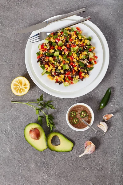 mexican healthy salad with veggies, sprouts