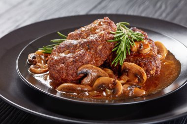 close-up of portion salisbury beef steaks clipart