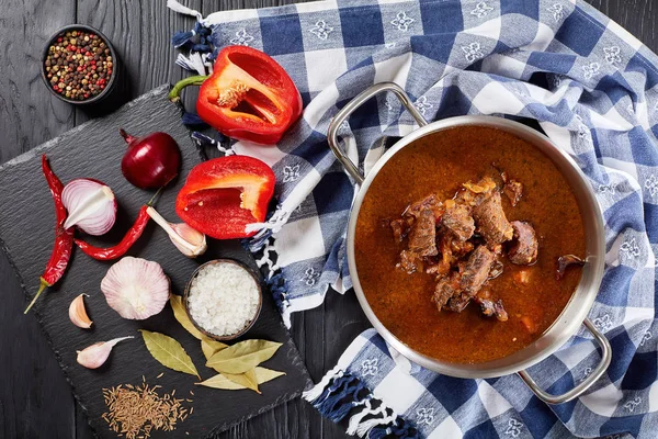 Gulasch di manzo ceco in una pentola — Foto Stock