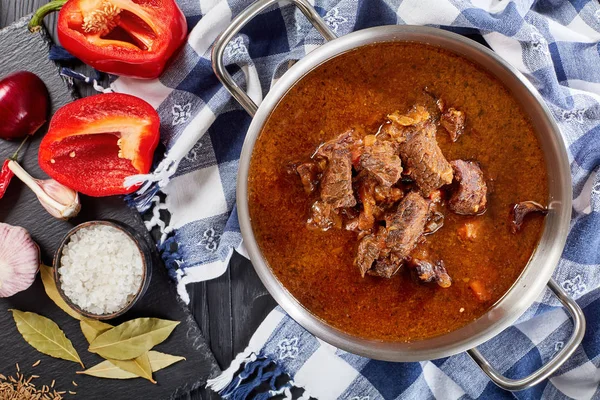 Traditional Czech beef goulash, top view — Stock Photo, Image