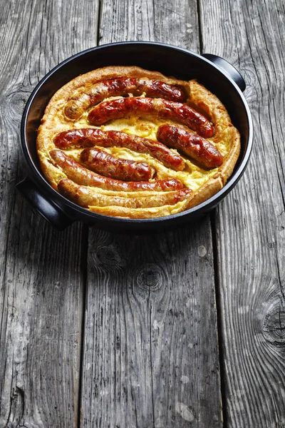 Toad in the hole, english cuisine, top view