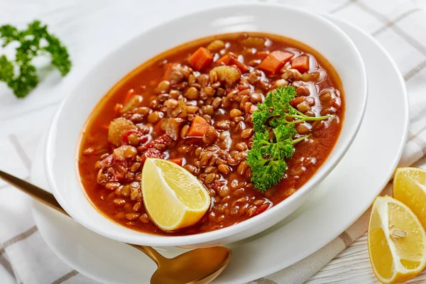 Close-up dari lentil sup dalam mangkuk — Stok Foto