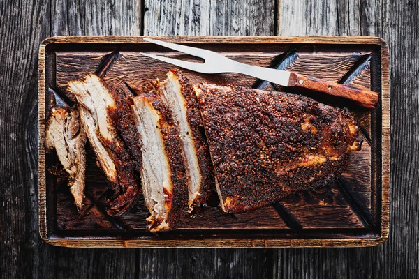 Oven Baked spicy Barbecue sliced Pork Brisket — 스톡 사진