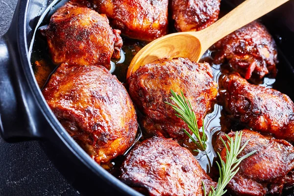 Close-up of Brown Sugar Mustard Chicken thighs — 스톡 사진