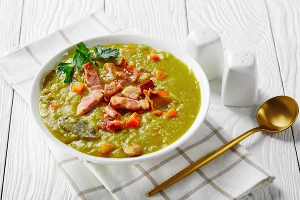 Sopa Ervilha Dividida Alemã Com Bacon Presunto Porco Cenoura Batata — Fotografia de Stock