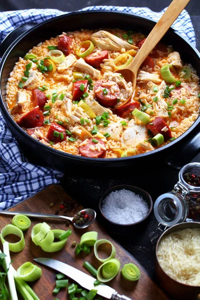 Close South American Comfort Food Called Chicken Bog Chicken Pilaf — Stock Photo, Image
