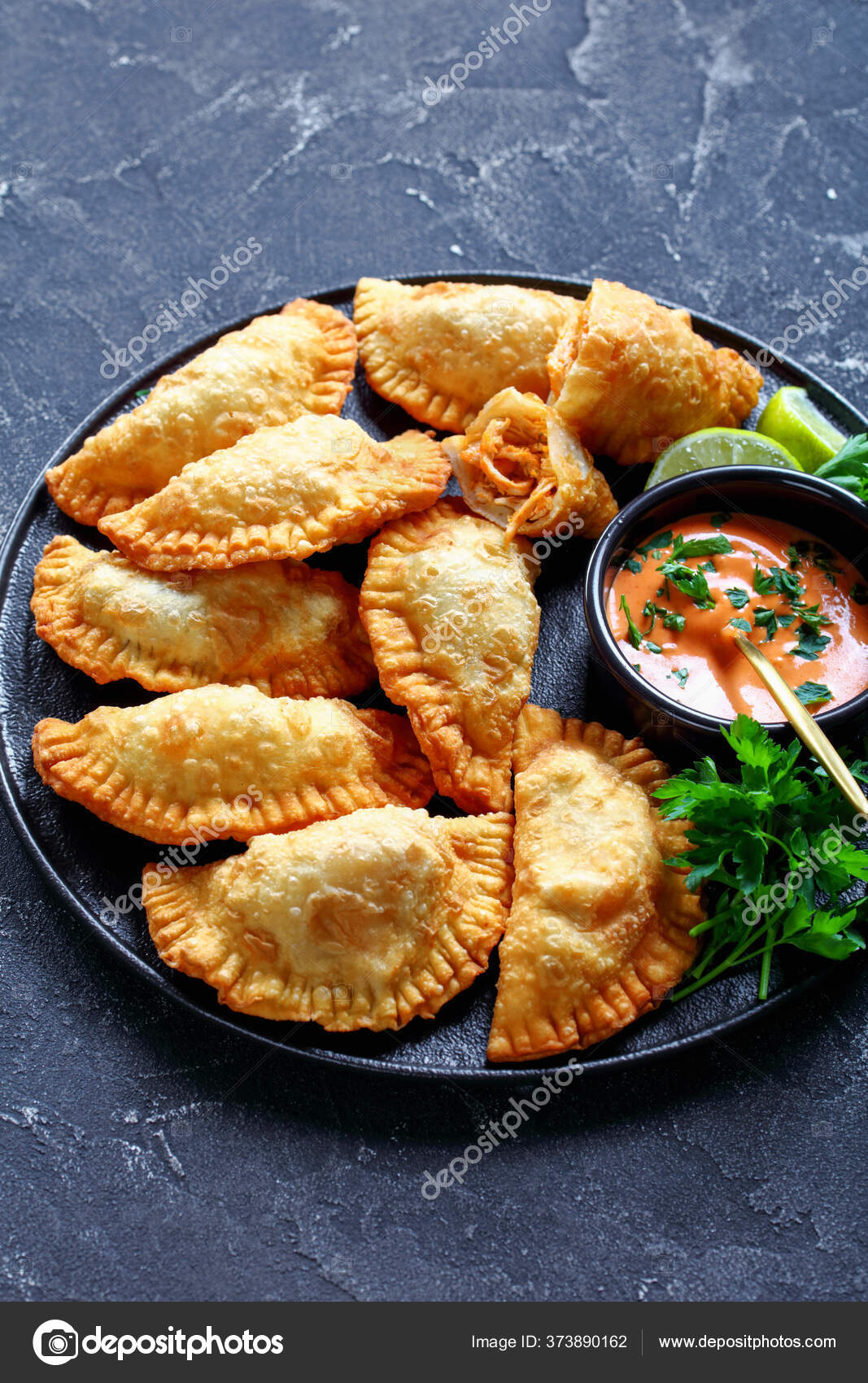 Vertical View Hot Deep Fried Buffalo Chicken Empanadas Low Calorie