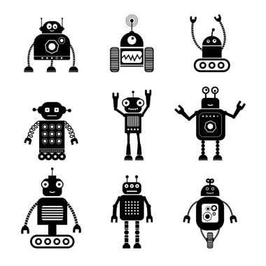 Robotlar üzerinde beyaz izole