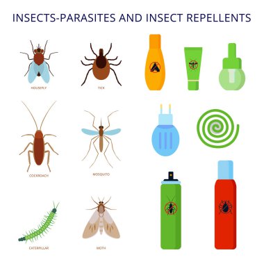 Insects-parasites and insect repellents clipart