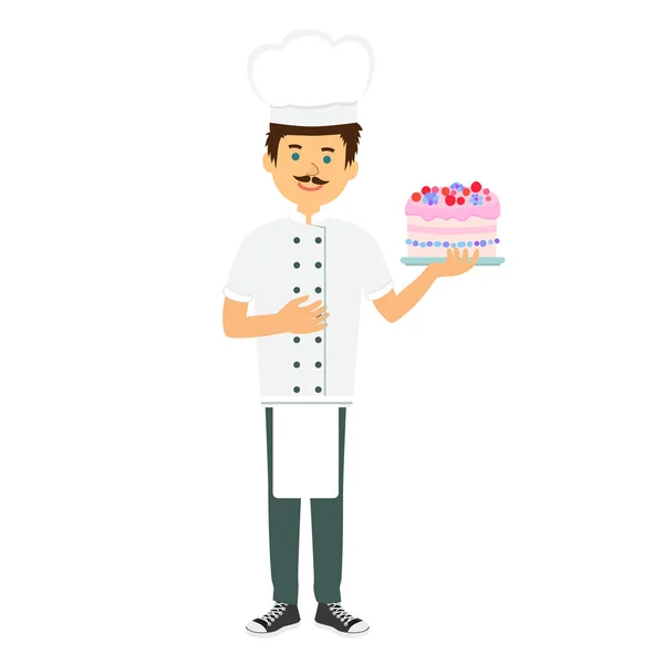 Chef pâtissier en uniforme — Image vectorielle