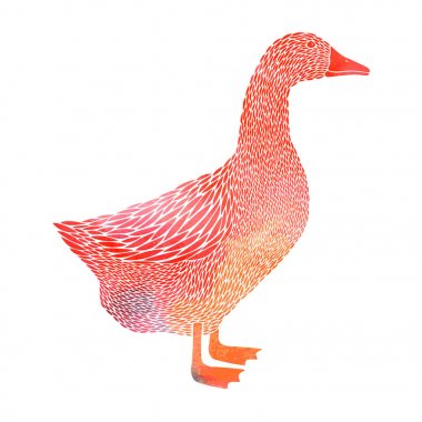 Üzerinde mavi arka plan izole suluboya ördek simgesi. 