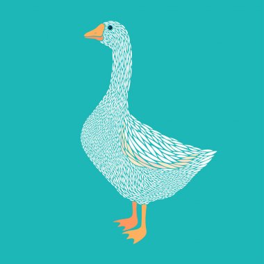 Üzerinde mavi arka plan izole kaz simgesi