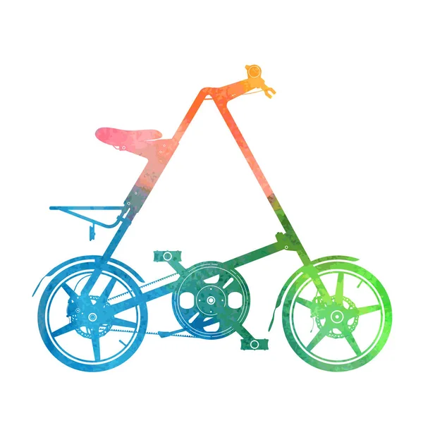 Kompaktes Fahrrad Aquarell Silhouette — Stockvektor