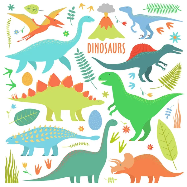 Dinosaurios signos de color — Archivo Imágenes Vectoriales