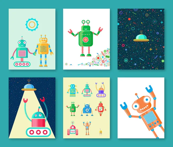 Retro robotlar kartpostallar