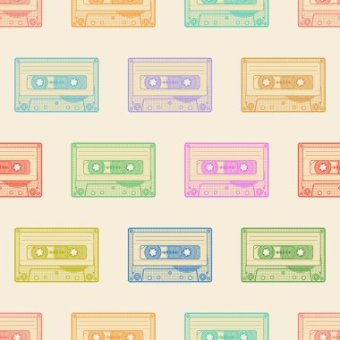 Açık renkli desen ses kaset. Manyetik bant renkli.