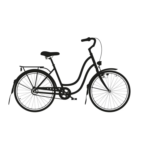 Silueta de bicicleta de ciudad — Vector de stock