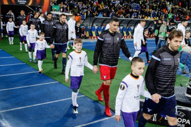Kiev, Ukrayna - 15 Mart 2018: Ss Lazio takımının Fc Dinamo Kiev Ss Lazio Nsk Olimpiyskyi Stadyumu'nda karşı Uefa Avrupa Ligi yuvarlak oyun sırasında