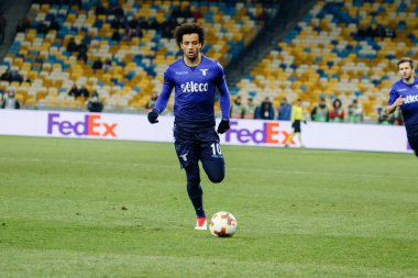 Kiev, Ukrayna - 15 Mart 2018: Felipe Anderson Ss Lazio Nsk Olimpiyskyi stadiu Fc Dinamo Kiev Ss Lazio karşı Uefa Avrupa Ligi yuvarlak oyun sırasında