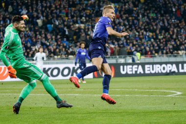 Kiev, Ukrayna - 15 Mart 2018: Ciro hareketsiz, Ss Lazio Fc Dinamo Kiev Ss Lazio Nsk Olimpiyskyi Stadyumu'nda karşı Uefa Avrupa Ligi yuvarlak oyun sırasında
