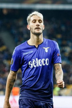 Kiev, Ukrayna - 15 Mart 2018: Luis Alberto Ss Lazio Nsk Olimpiyskyi stadiu Fc Dinamo Kiev Ss Lazio karşı Uefa Avrupa Ligi yuvarlak oyun sırasında