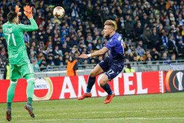 Kiev, Ukrayna - 15 Mart 2018: Ciro hareketsiz, Ss Lazio Fc Dinamo Kiev Ss Lazio Nsk Olimpiyskyi Stadyumu'nda karşı Uefa Avrupa Ligi yuvarlak oyun sırasında