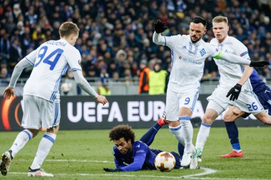 Kiev, Ukrayna - 15 Mart 2018: Felipe Anderson Ss Lazio Nsk Olimpiyskyi stadiu Fc Dinamo Kiev Ss Lazio karşı Uefa Avrupa Ligi yuvarlak oyun sırasında