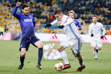 Kiev, Ukrayna - 15 Mart 2018: Marco Parolo Ss Lazio Nsk Olimpiyskyi stadiu Fc Dinamo Kiev Ss Lazio karşı Uefa Avrupa Ligi yuvarlak oyun sırasında