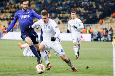 Kiev, Ukrayna - 15 Mart 2018: Marco Parolo Ss Lazio Nsk Olimpiyskyi stadiu Fc Dinamo Kiev Ss Lazio karşı Uefa Avrupa Ligi yuvarlak oyun sırasında