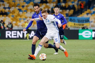 Kiev, Ukrayna - 15 Mart 2018: Marco Parolo Ss Lazio Nsk Olimpiyskyi stadiu Fc Dinamo Kiev Ss Lazio karşı Uefa Avrupa Ligi yuvarlak oyun sırasında