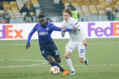 Kiev, Ukrayna - 15 Mart 2018: Felipe Caicedo Ss Lazio Nsk Olimpiyskyi stadiu Fc Dinamo Kiev Ss Lazio karşı Uefa Avrupa Ligi yuvarlak oyun sırasında