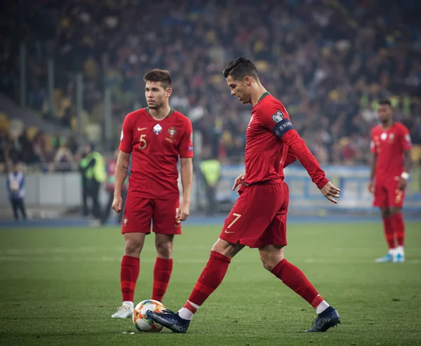 Kyjev Ukrajina Října 2019 Portugalský Cristiano Ronaldo Během Uefa Euro — Stock fotografie