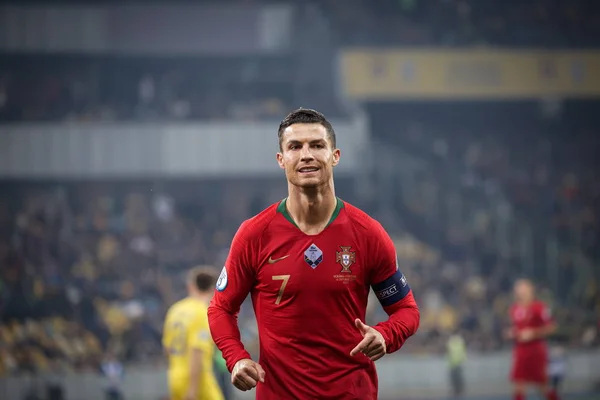Kiev Ucrania Octubre 2019 Cristiano Ronaldo Portugal Durante Eurocopa 2020 — Foto de Stock